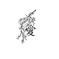 Love Sakura temporary tattoo design