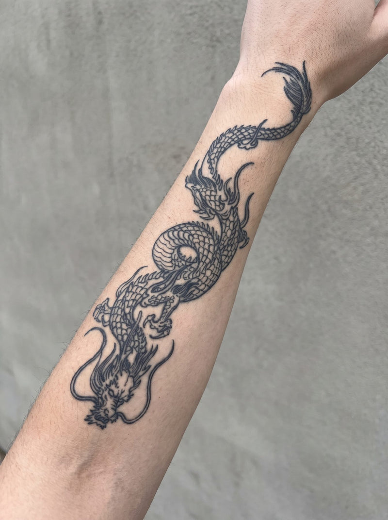 Large Dragon Sleeve semi-permanent temporary tattoo