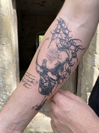 Sacrifice Skull semi-permanent temporary tattoo
