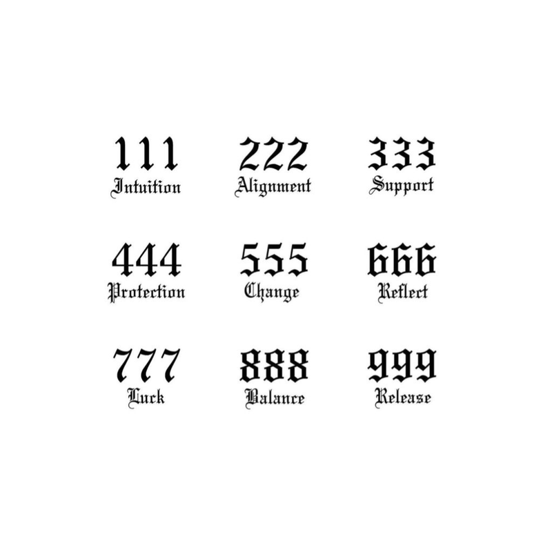 Angel Number Sheet temporary tattoos