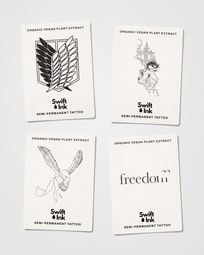 Titan Wars Bundle - 4 semi-permanent tattoo cards from Swift Ink