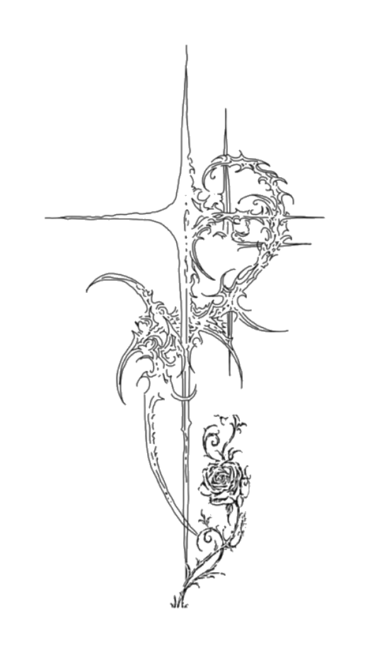 Thorn Rose Cross tattoo design