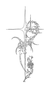 Thorn Rose Cross tattoo design