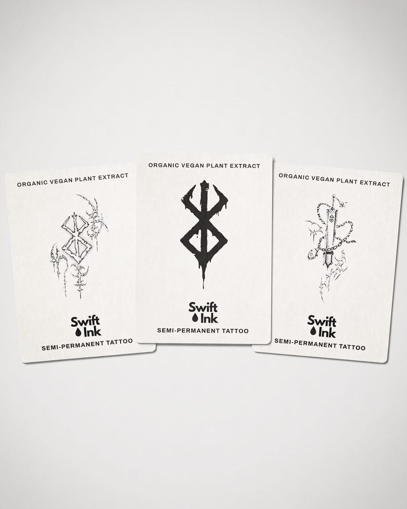 Berserker Bundle - 3 semi-permanent tattoo cards from Swift Ink