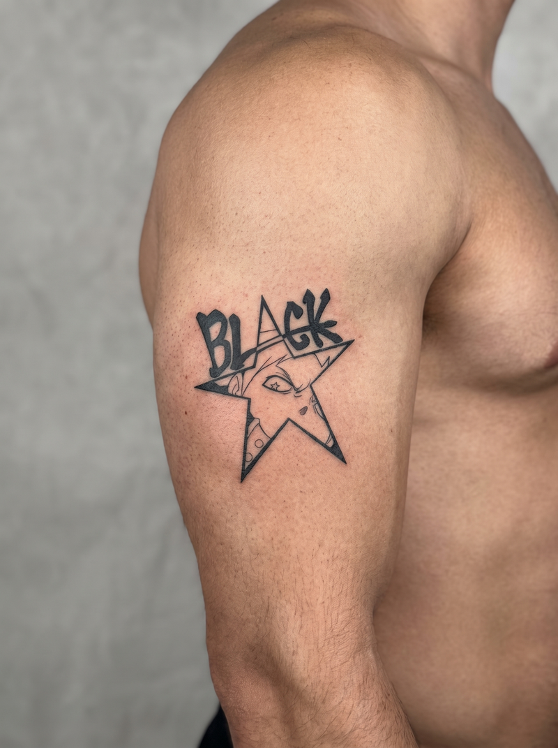 Black Star semi-permanent temporary tattoo