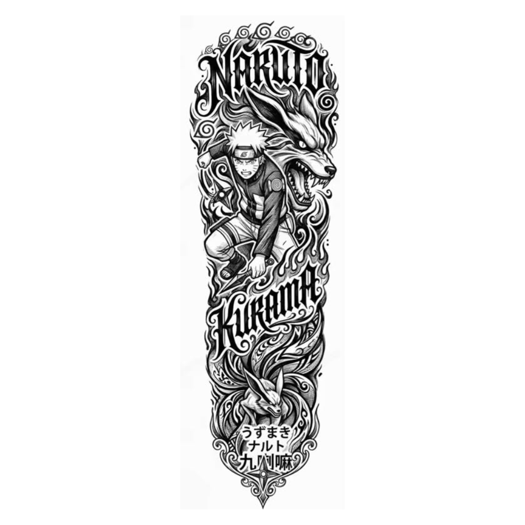 Nine Tales Sleeve temporary tattoo design