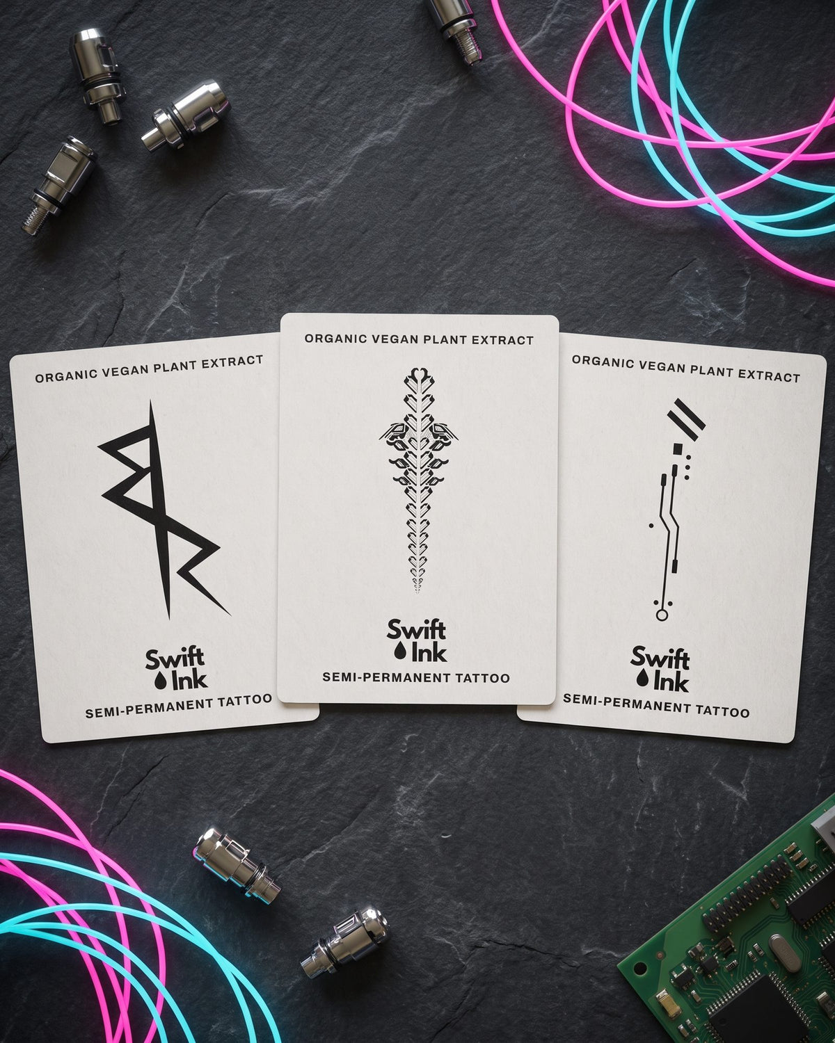 Night Runner Bundle - 3 semi-permanent tattoo cards from Swift Ink