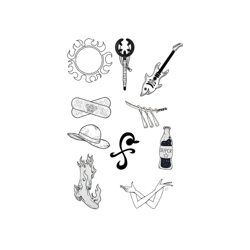 One Piece Icon Sheet temporary tattoos
