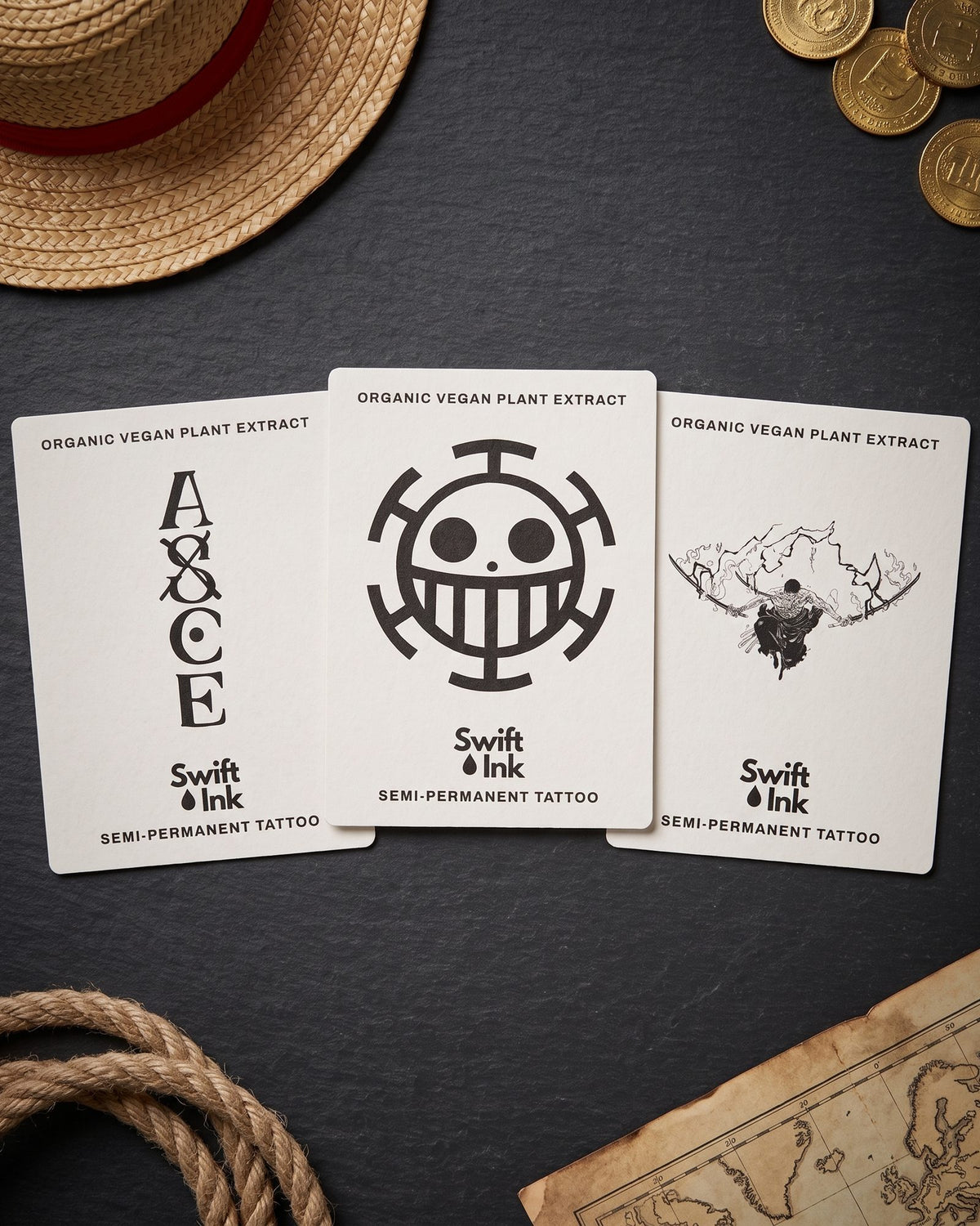 Pirate Seas Bundle - 3 semi-permanent tattoo cards from Swift Ink
