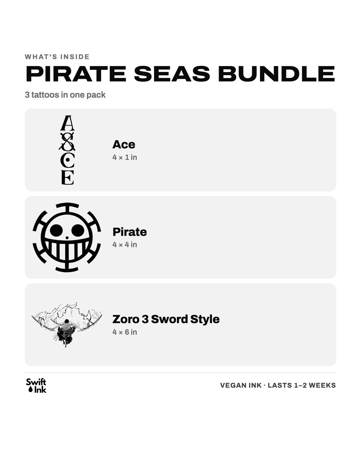What's inside the Pirate Seas Bundle: the designs and their sizes