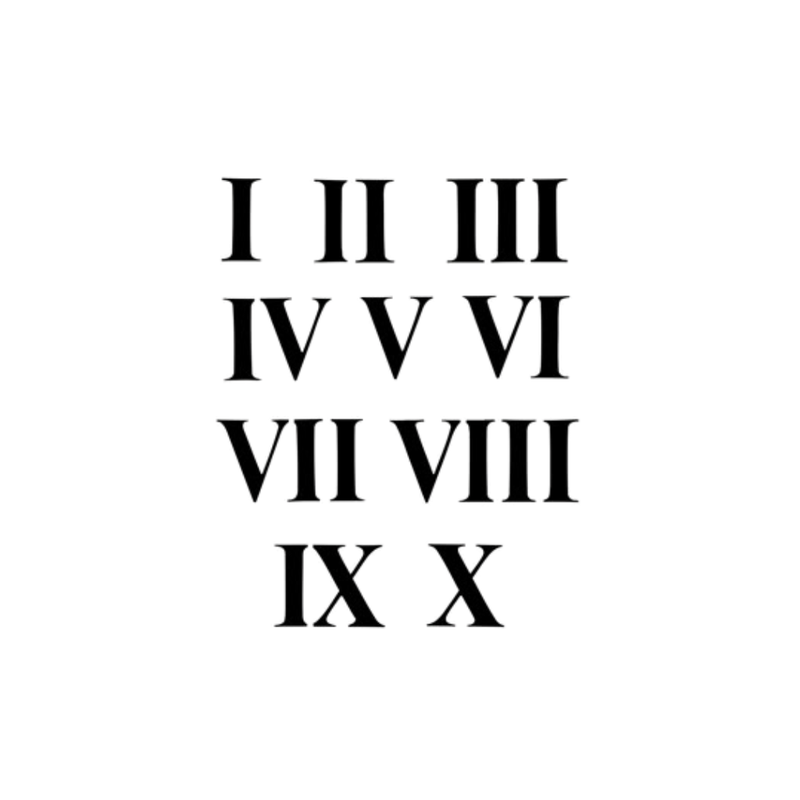 Roman Numeral Sheet temporary tattoos