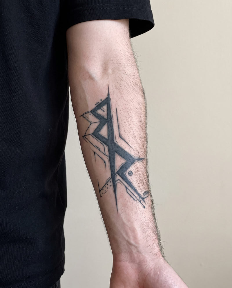 Rune Sigil semi-permanent tattoo on inner forearm