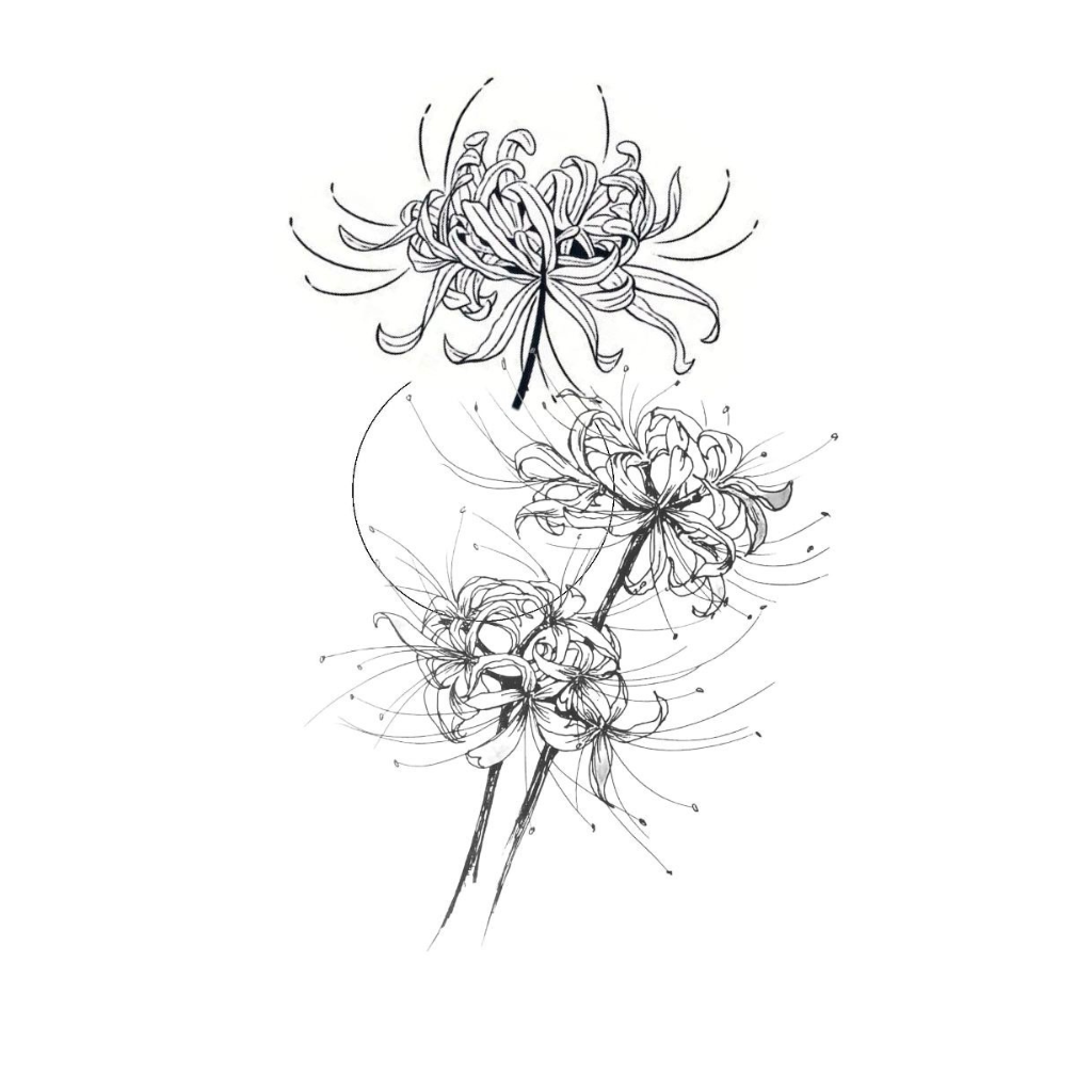 Triple Spider Lilly temporary tattoo design