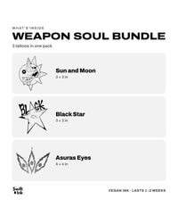 What's inside the Weapon Soul Bundle: the designs and their sizes
